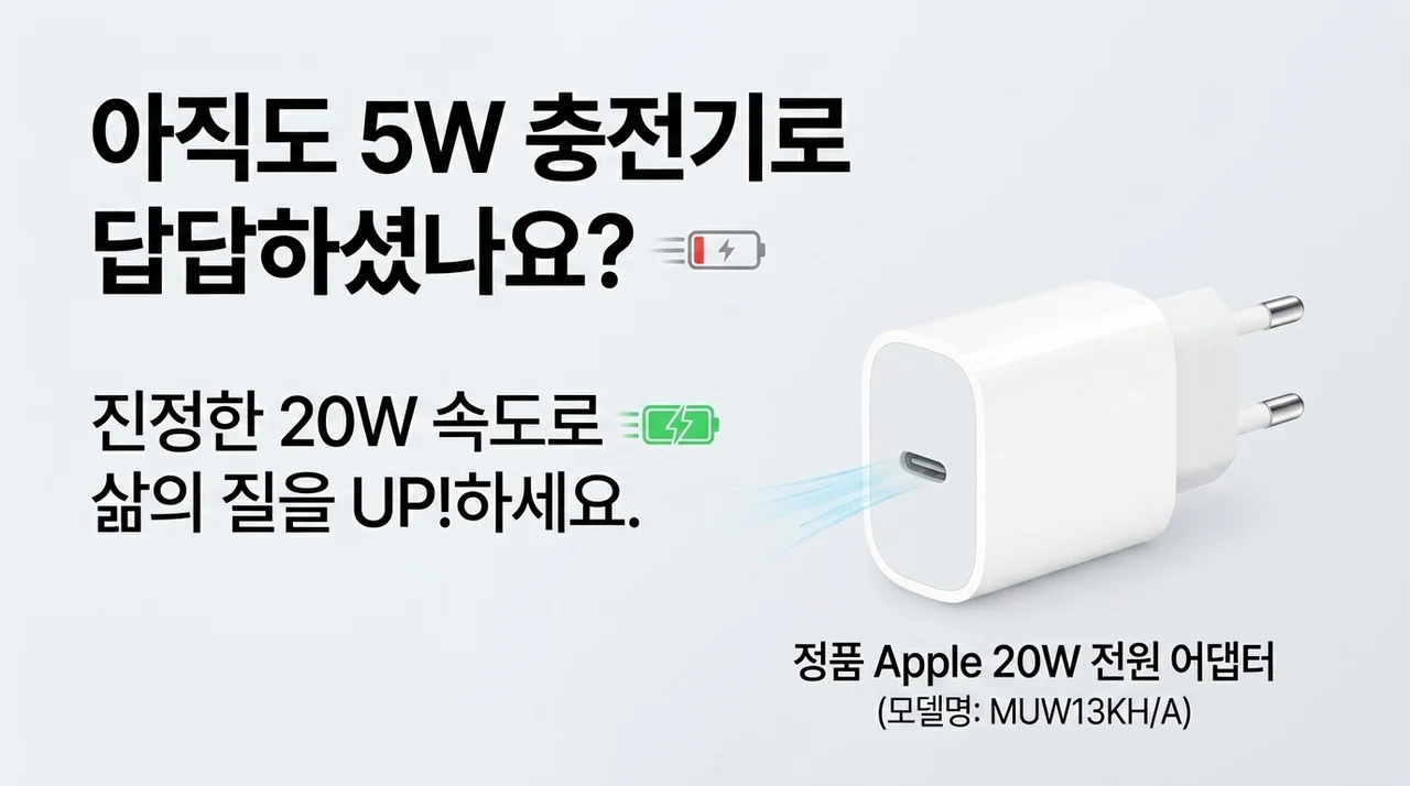 아직도 5W 쓰세요? Apple 정품 20W 충전기 MUW13KH/A로 삶의 질 수직 상승!