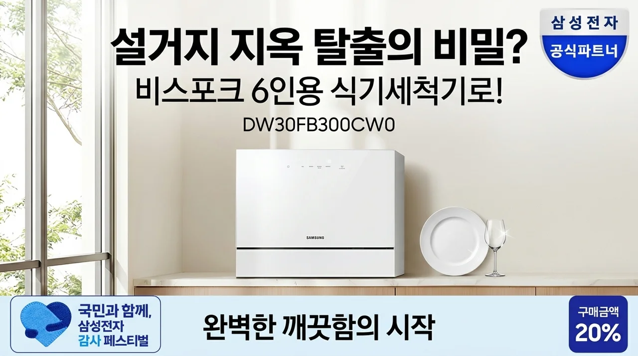 삼성 비스포크 6인용 식기세척기 DW30FB300CW0, 설거지 지옥 탈출의 비밀?