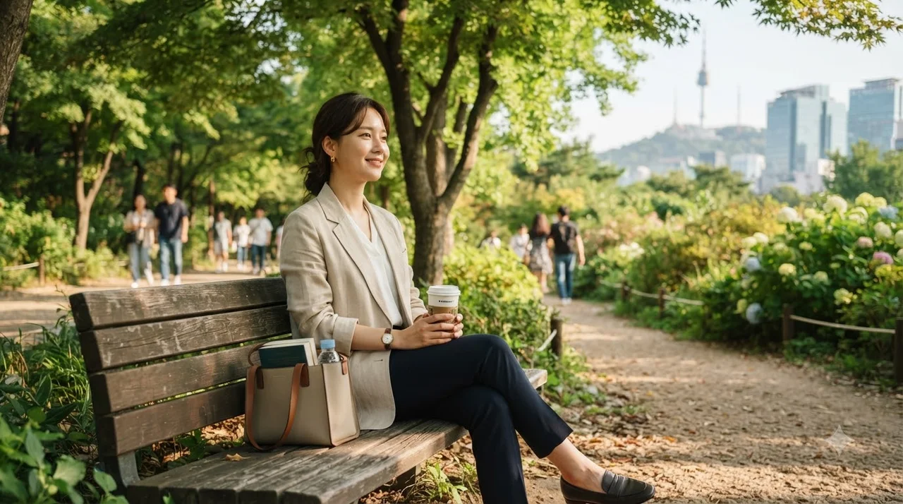 이동 중에 누리는 습관 3·4: 마인드풀 가로수 산책과 점심 벤치 타임