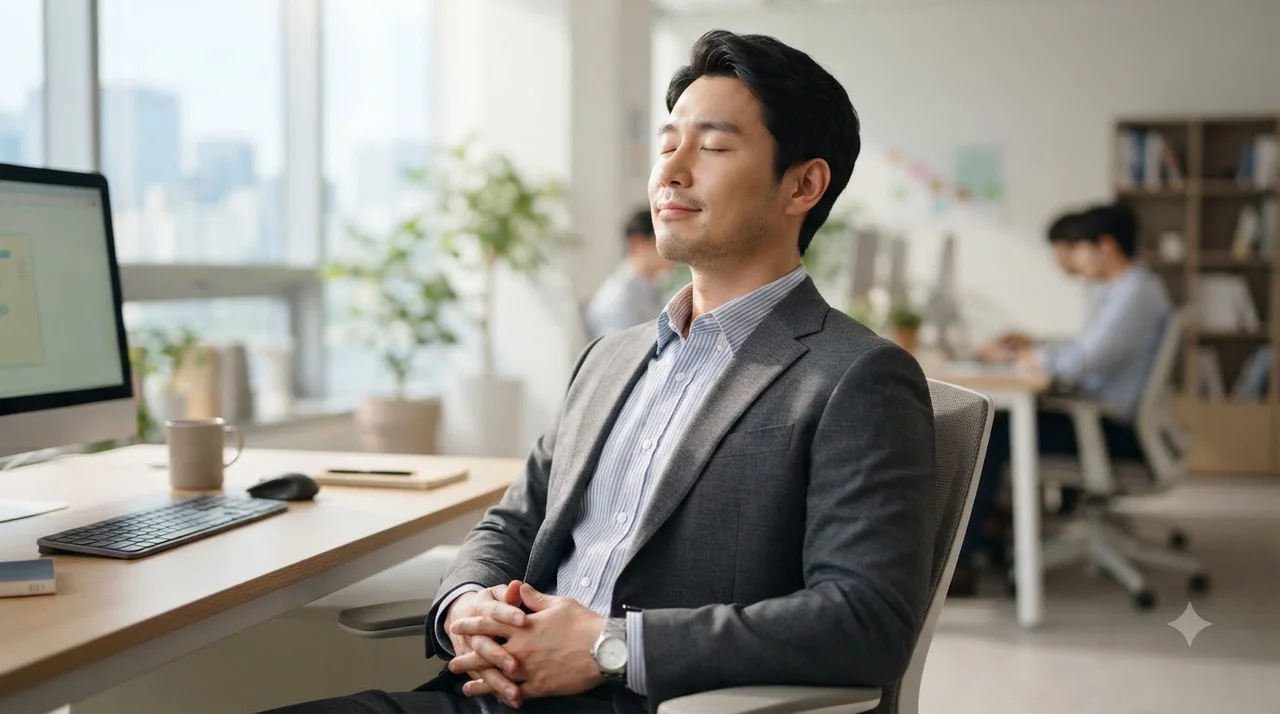 의자에 앉아 바로 하는 5분 호흡 명상 4단계