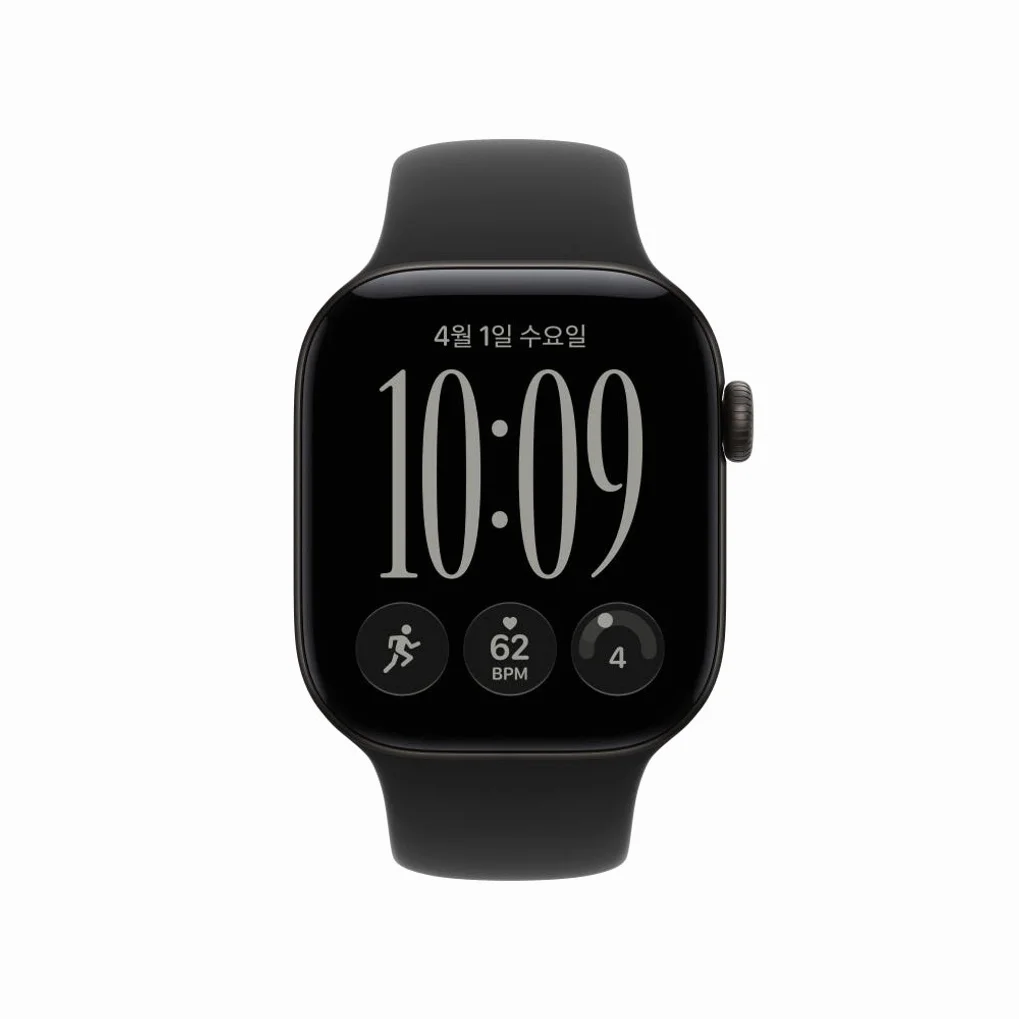 (1차 예약) 공식 애플워치 12 GPS 42mm 블랙 알루미늄, 블랙 스포츠 밴드 (S/M) MJEA4KH/A 상세 이미지 2