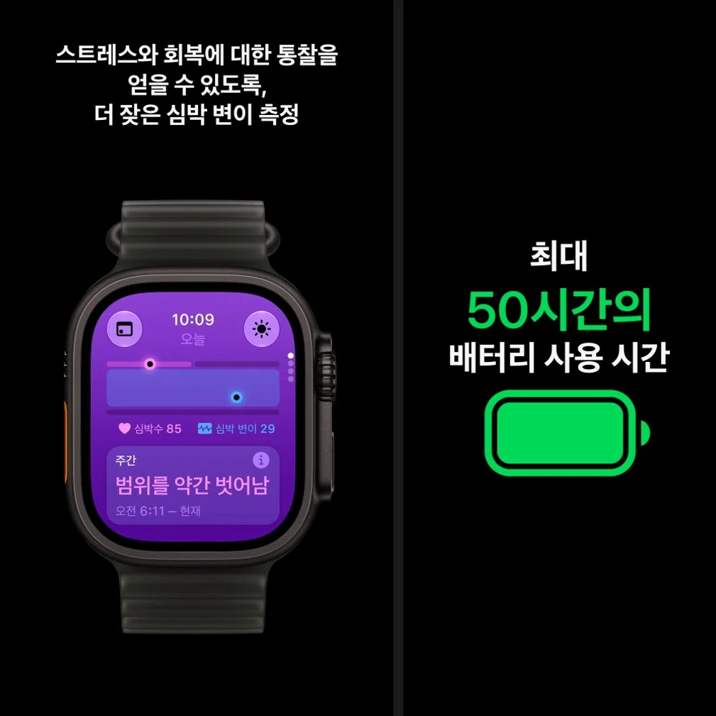 (1차 예약) 애플워치 울트라 4 셀룰러 블랙 티타늄, 49mm, 트렌스루센트 블랙 오션 밴드 상세 이미지 3