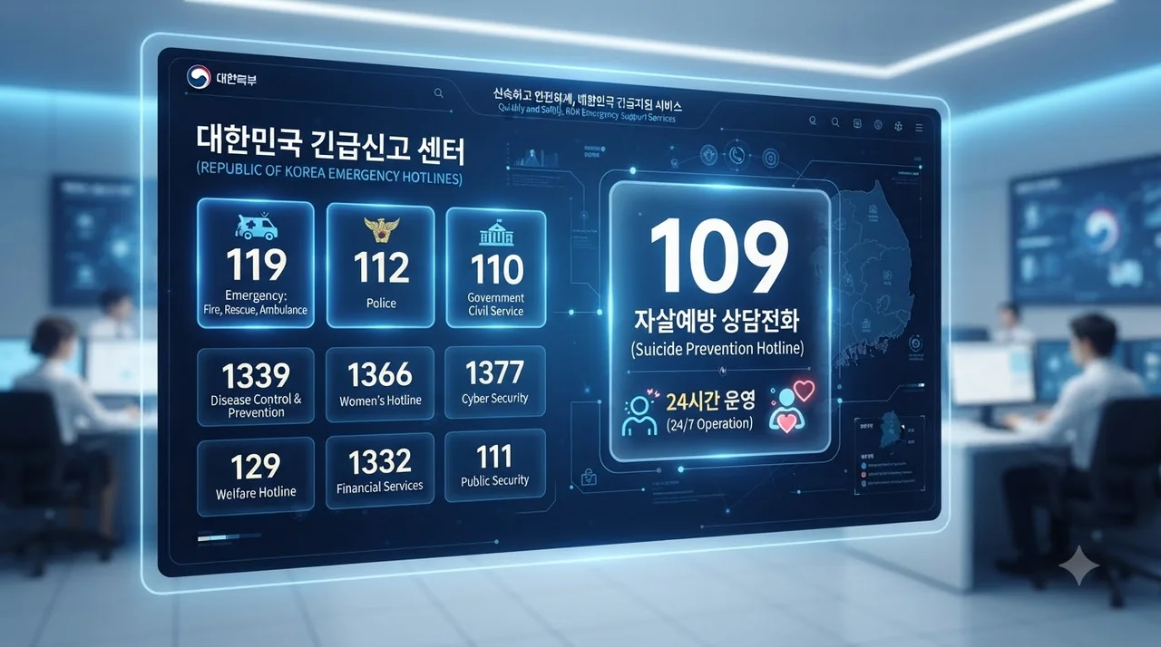 긴급통신용 전화 체계와 109 지정 전후 비교